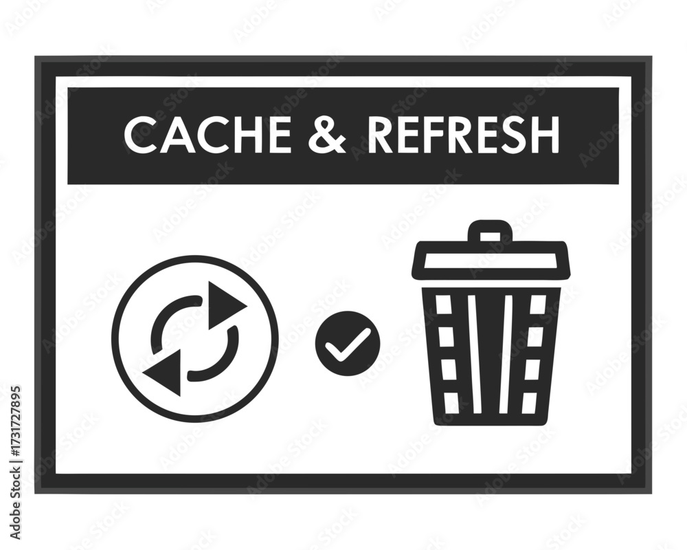 Cache and refresh icons with trash bin and checkmark Stock Vector ...