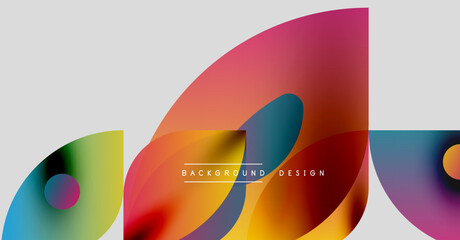 Wall Mural - Abstract colorful shapes overlap. Gradient hues create dynamic visual effect. Modern design elements present smooth transitions.
