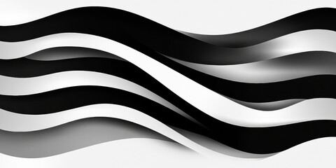 Wall Mural - Stunning Black and White Abstract Graphic Art with Elegant Waves and Dynamic Curves in Monochrome
