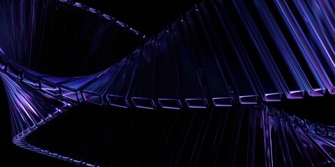 Wall Mural - Futuristic glass structure on black background, 3d render