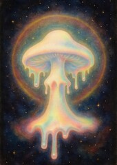 Canvas Print - Psychedelic mushroom cosmic art.