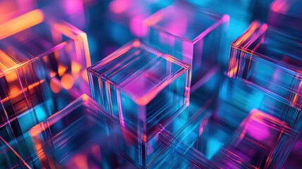 Laser interference patterns creating vibrant diffraction light effects with geometric rainbow spectrums and optical wave interactions in transparent media