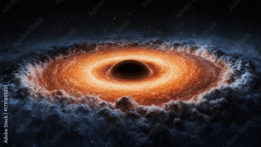 Black Hole with Accretion Disk in Space Stock Illustration | Adobe Stock