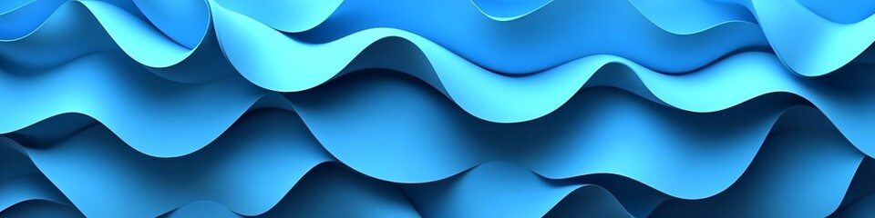 Canvas Print - Wavy Layers and Depth Illusion in Aquamarine Serenity A Versatile Abstract Landscape Background Art