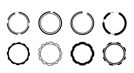 Wall Mural - A collection of black and white circular ring shapes and patterns