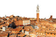Aerial view of Siena, Italy, showcasing the city's historic architecture and rooftops with sky cut-out