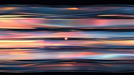 Optical diffraction grid laser interference patterns creating vibrant horizontal light streaks with motion blur effect showing spectral color dispersion physics