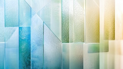 Laser interference patterns diffraction coherence bands translucent glass panels geometric light wave segments blue green optical physics demonstration