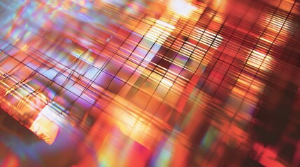 Light diffraction grid holographic surface creating rainbow spectrum patterns through laser interference optical physics precision technology innovation