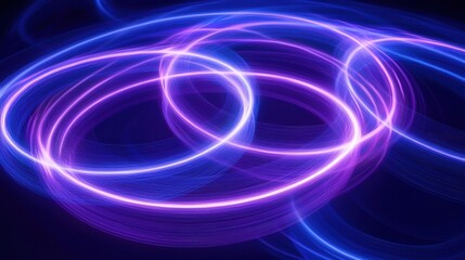 Wall Mural - Laser coherence rings abstract optical interference patterns with luminous purple blue circular waves electromagnetic energy visualization scientific photography