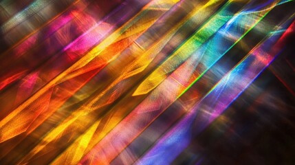 Wall Mural - Laser interference patterns creating spectral diffraction lines with vibrant rainbow light beams diagonal streaks colorful optical physics display