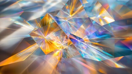 Light diffraction grid laser interference patterns creating spectacular rainbow spectrum displays through prismatic crystalline surfaces with brilliant optical effects