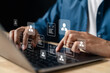 © Kiattisak - Human resource management system showing job interview and candidate resume analysis through digital interface. Ideal for recruitment platforms, applicant screening, and employee evaluation systems.