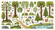 © Maryati1203 - Collection of Illustrated Trees Animals and Forest Elements.