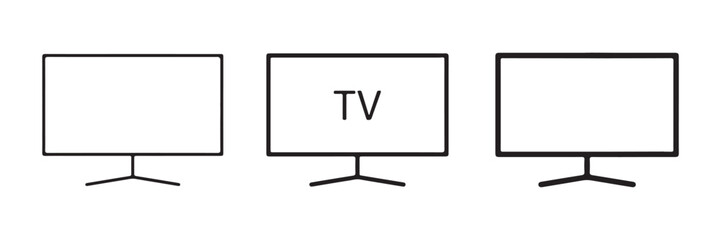 TV icons vector set. TV screens on a white background. Isolated modern smart tv silhouettes