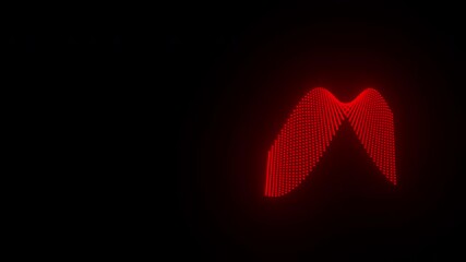 Wall Mural - Red Abstract Particles Flowing in Twisted Curved Wave Formation with Soft Glow and Black Background. ProRes.