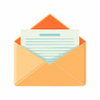 © alvi - An open orange envelope with a white letter inside, featuring lined text, isolated on a white background.