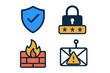 © Bundi - Cybersecurity symbols for data protection, secure password, network firewall, and phishing email threats