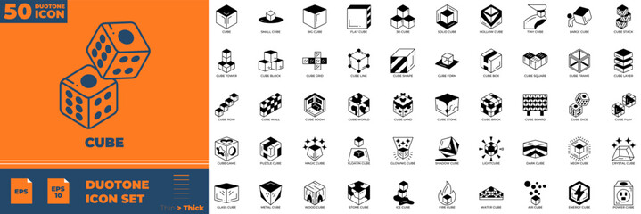 Cube Duotone Icon Set.