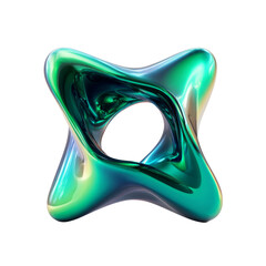 Wall Mural - Iridescent Abstract Form with Central Cavity Radiating Metallic Sheen on Clean Isolated Space
