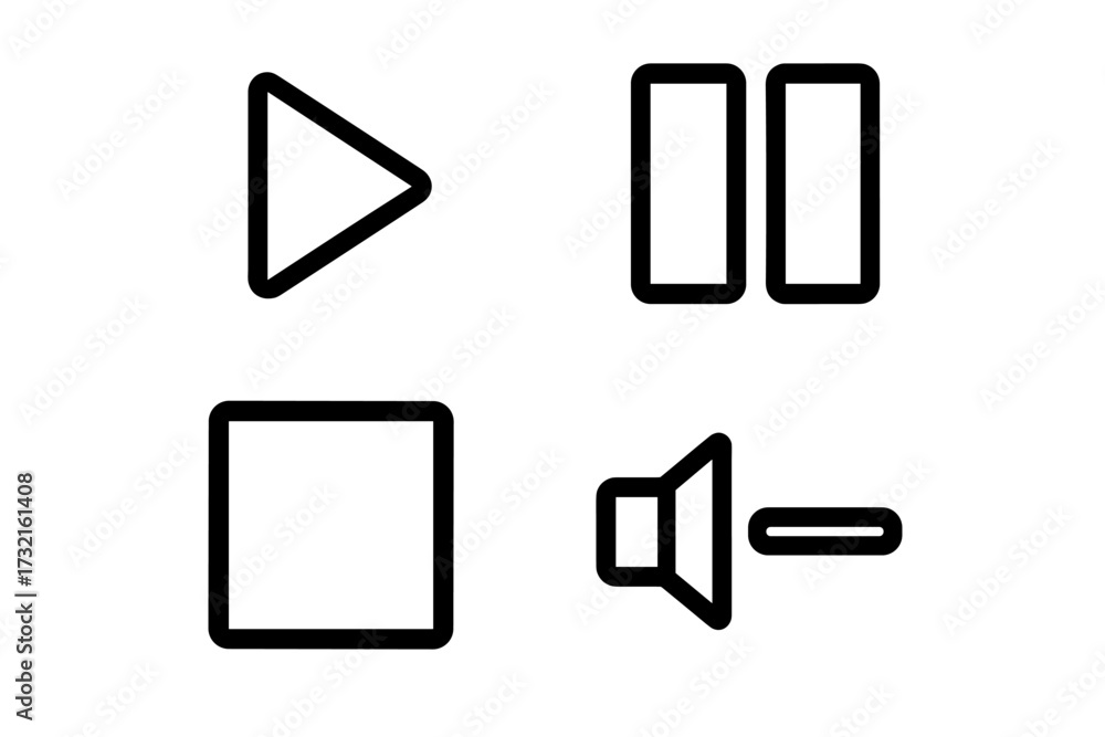 Essential media player control buttons including play pause stop and ...