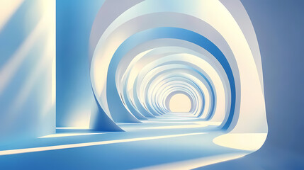 Wall Mural - Abstract Architectural Tunnel of Light and Blue