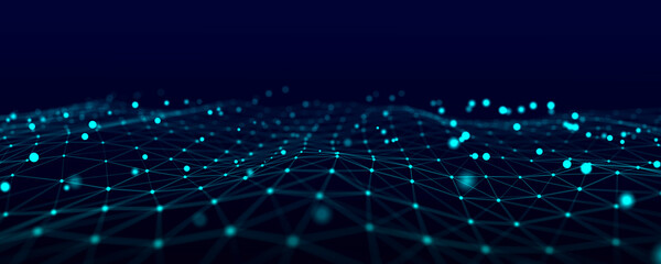 Modern design of network connection structure. Abstract background with interlacing dots and lines. 3D rendering.