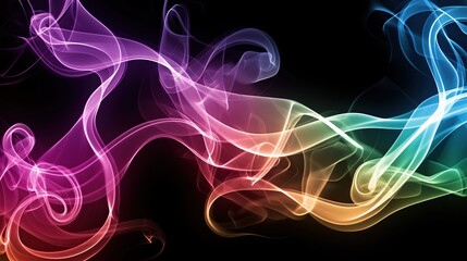 Abstract colorful background, set against a deep black backdrop, perfect for creative design, digital art, posters, or banners that require a vibrant visual impact.