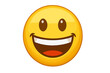 © Fabian - Grinning face emoji vector icon. Happy smiley face with big eyes. Cheerful emoticon with a huge smile and teeth. Positive emotion symbol. Joyful expression. Yellow cartoon character.