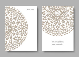 Wall Mural - Set of Monochrome Geometric Design Covers for Printing. Vector Abstract Illustration.