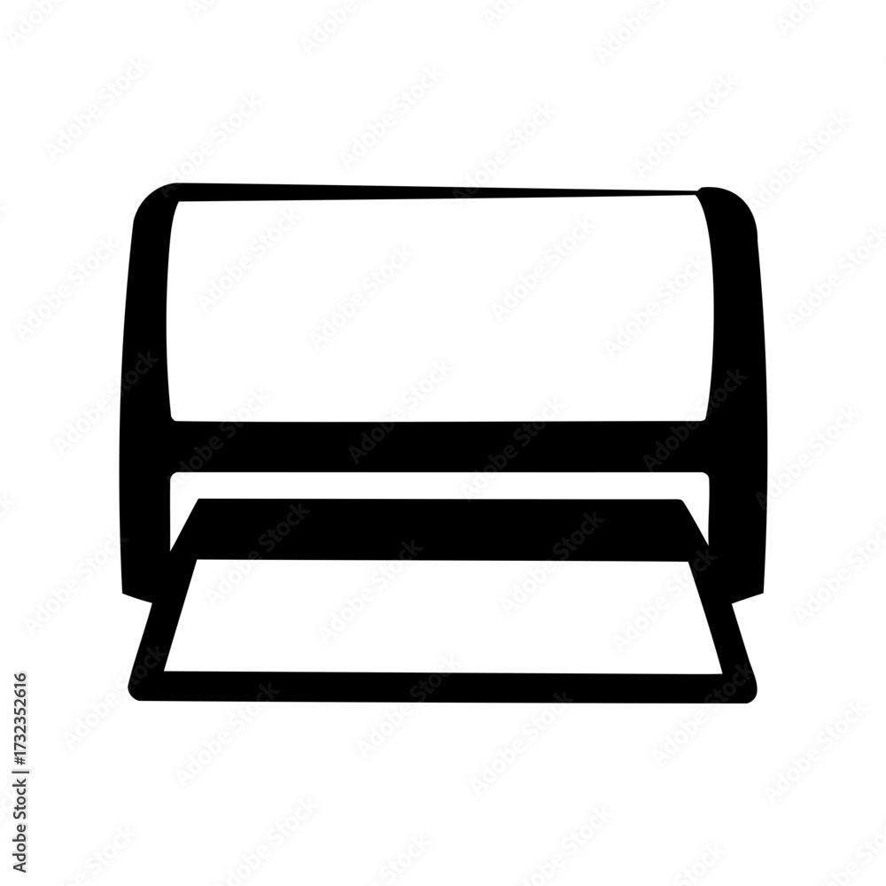 Black silhouette of a self inking rubber stamp used for official business