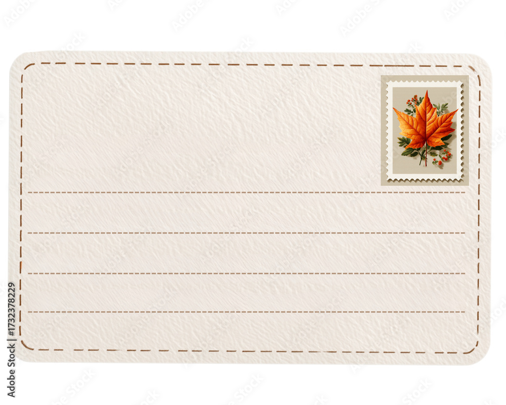 Ilustración de Stock Autumn mail card, with Autumn postcard mockup ...