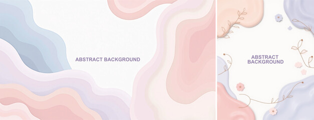 Set of Abstract background with waves pastel color. Abstract background waves shape for design, for flyer, poster, social media template