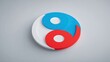 © Ahmad - Yin yang symbol with red blue and white elements on gray background