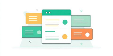 maintenance technical repair maintenance schedule concept. Abstract digital interface with colorful notification panels.