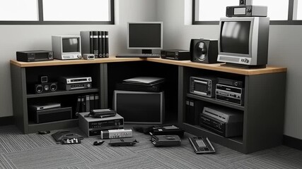 Vintage Electronics Collection - A Nostalgic Display of Retro Technology.