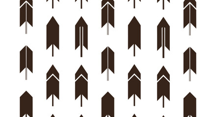 Repeating pattern of brown arrow shapes on a white background