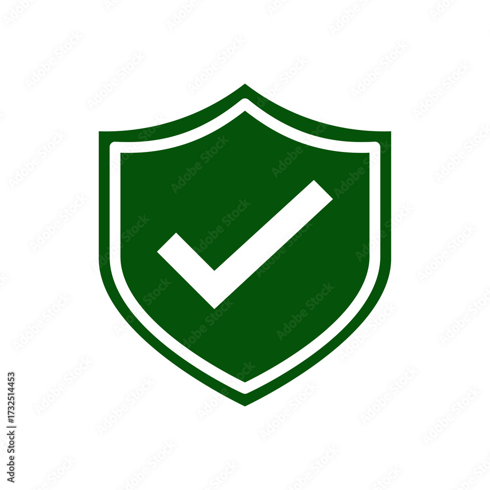 Green shield with white check mark symbol representing security and ...