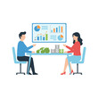 © Music_A - Illustration concept of a man and woman searching for a solution, presented as a flat illustration on a white background