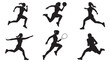 © M Bilal - Set of female athlete silhouettes running and playing sports vector illustration for fitness and active lifestyle concepts
