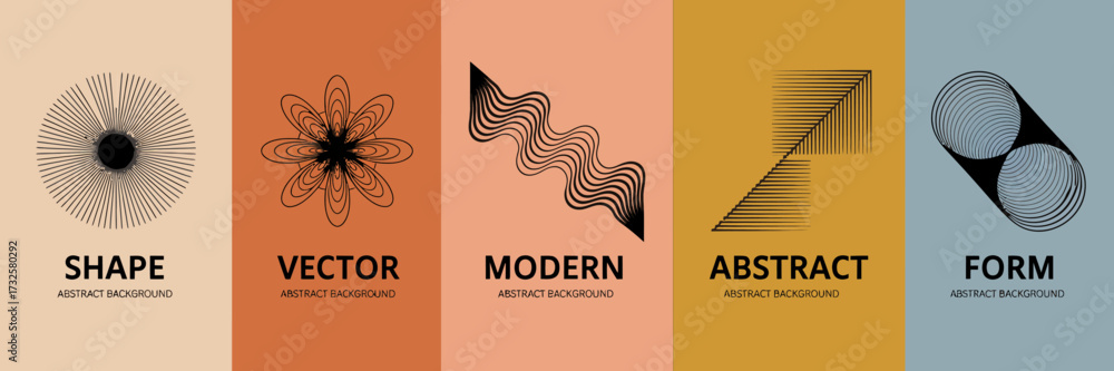 This image showcases a collection of elegant abstract shapes, each ...