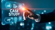 © ARdesignAi - Business professional interacting with a digital case study interface on a futuristic screen