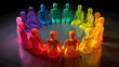 © LarisaM - A group of people sitting in a circle, each one in a different color. Concept of unity and harmony, as the people are all connected by their shared experience of sitting together