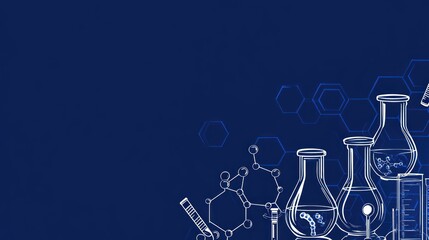 Laboratory glassware background science beakers and molecule structures design