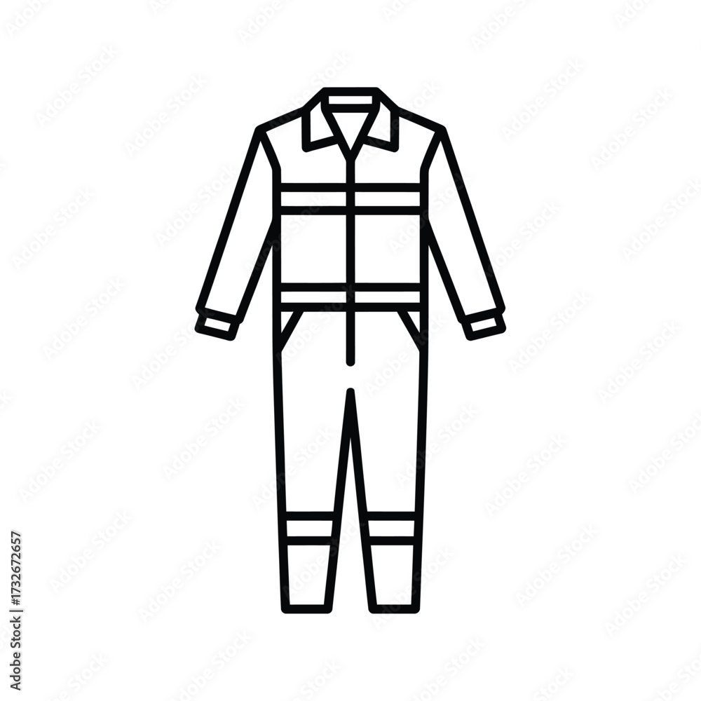 Line art icon of a full body work coverall uniform Stock Vector | Adobe ...