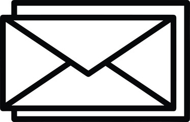 Black and White Envelope Icon Vector for Email, Message, Communication, Web Interface, App Design, Mail Symbol, and Digital Projects