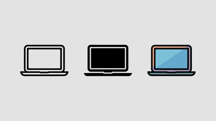Wall Mural - Set of laptop icons minimalist flat vector design representing different display states for user interface and app development