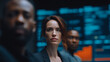 © Jiajia - Focused professional woman leads diverse team in high tech data analysis meeting