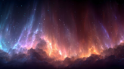 Wall Mural - Vibrant cosmic nebula with glowing celestial clouds and shimmering stardust