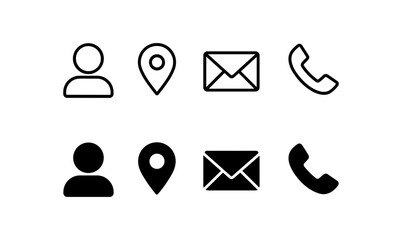 Wall Mural - Minimalist line and solid icons for communication and location elements